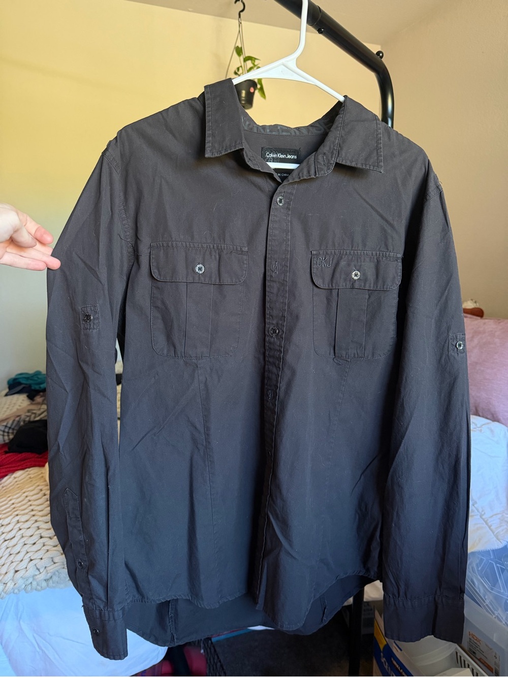 Calvin Klein Jeans Black Button-Front Work Shirt